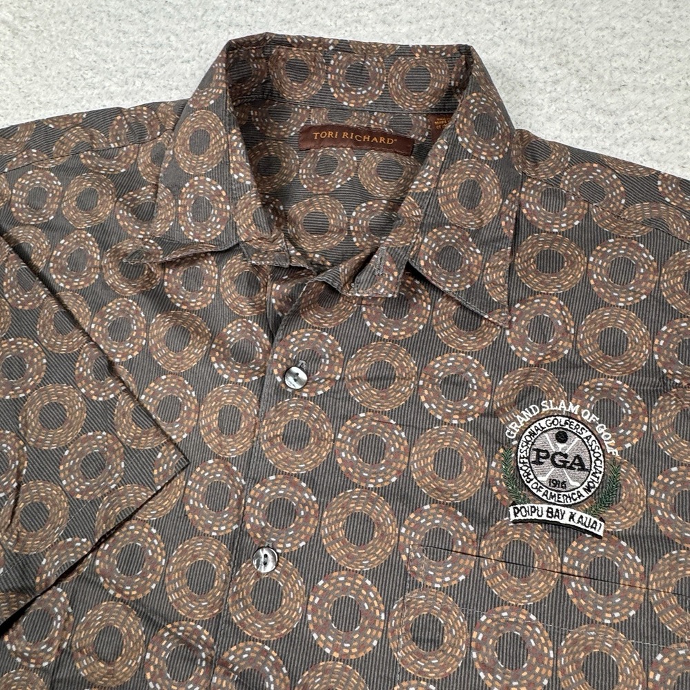 Tori Richard Shirt Mens M Geometric Cotton Lawn Button Up PGA Poipu‎ Bay Kauai
